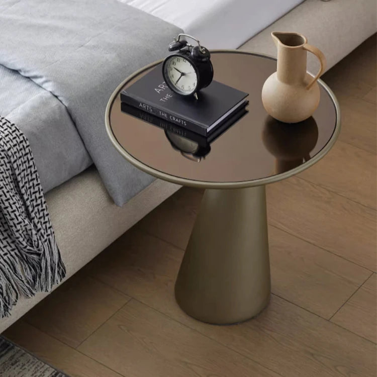 Modern Tempered Glass Tea Table with Sleek GFRP Base for Stylish Living Rooms fjnw-4548