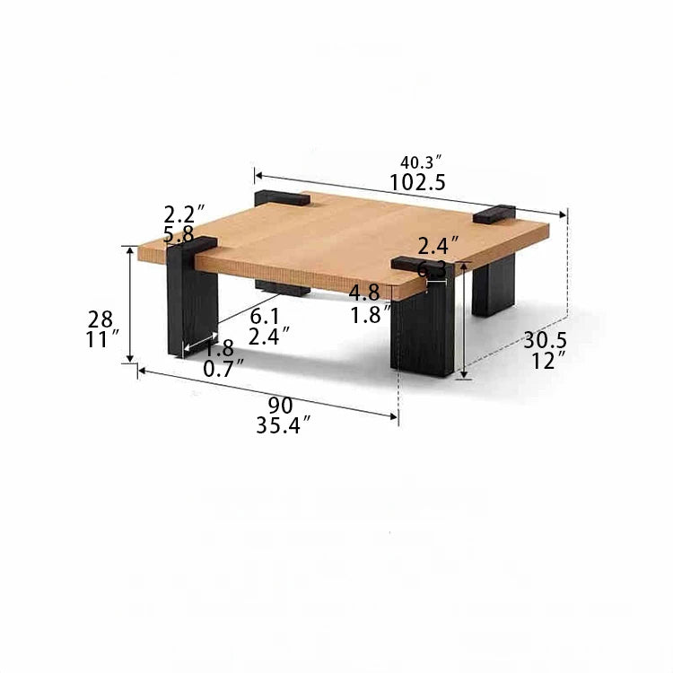 Modern Ash Wood Tea Table with Sleek Black Accents - Perfect for Stylish Living Rooms fjnw-4550