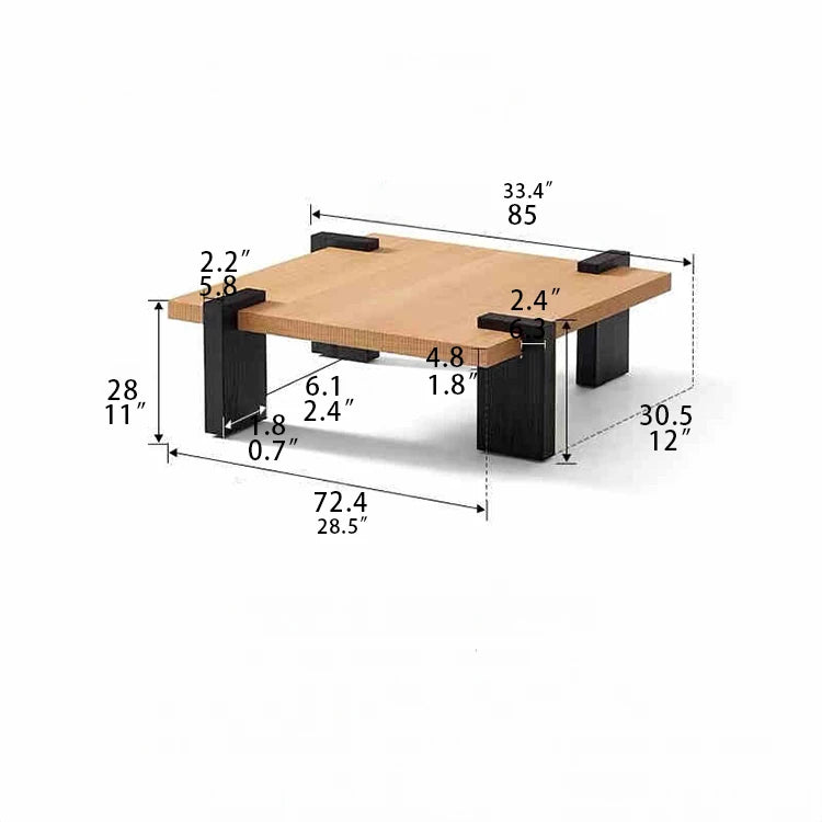 Modern Ash Wood Tea Table with Sleek Black Accents - Perfect for Stylish Living Rooms fjnw-4550