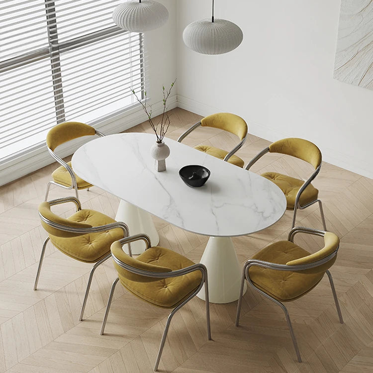 Sleek Ceramic Sintered Stone Dining Table: Multi-Layered GFRP Design with Modern Elegance fjnw-4556