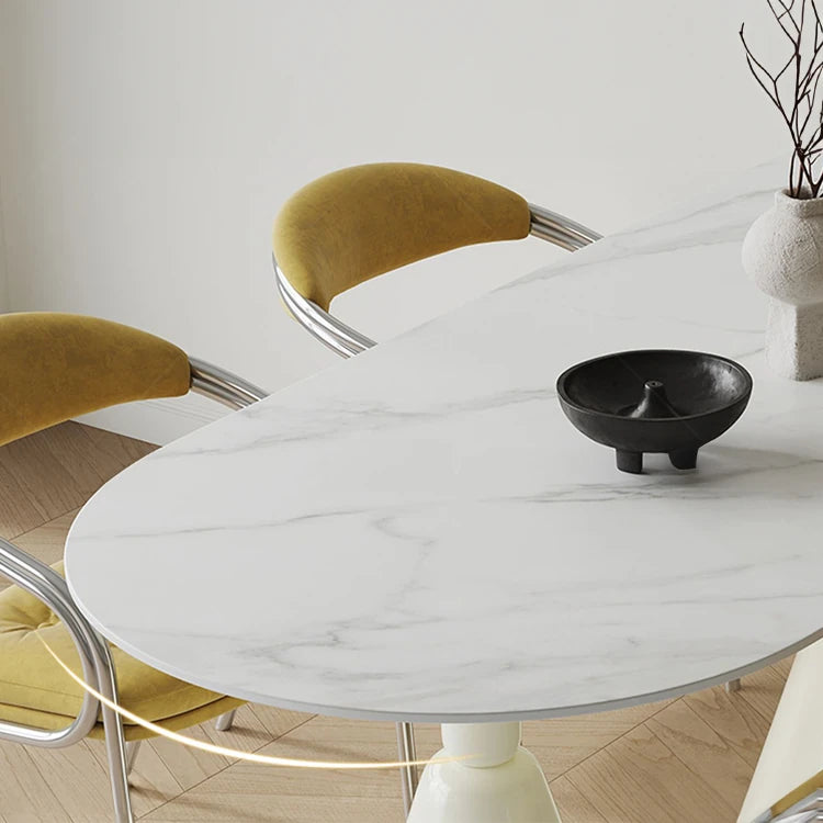 Sleek Ceramic Sintered Stone Dining Table: Multi-Layered GFRP Design with Modern Elegance fjnw-4556