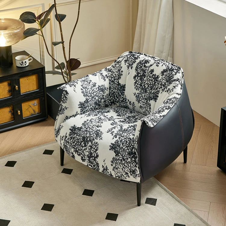 Elegant PU Leather Accent Chair with Cotton-Ramie Upholstery - Stylish Comfort for Your Living Room fjnw-4559