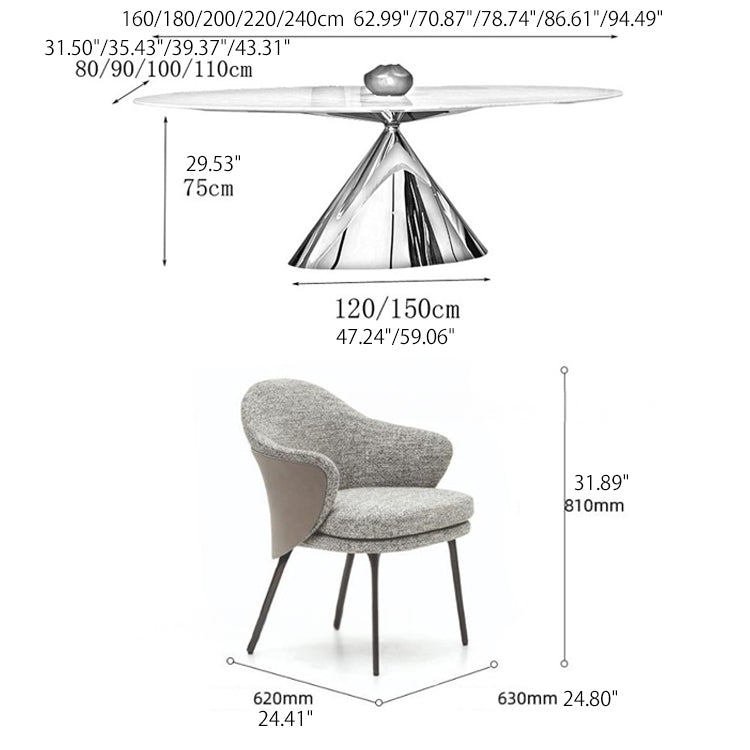 Luxurious Table with Marble Top and Carbon Steel Base for Modern Interiors fjx-2639