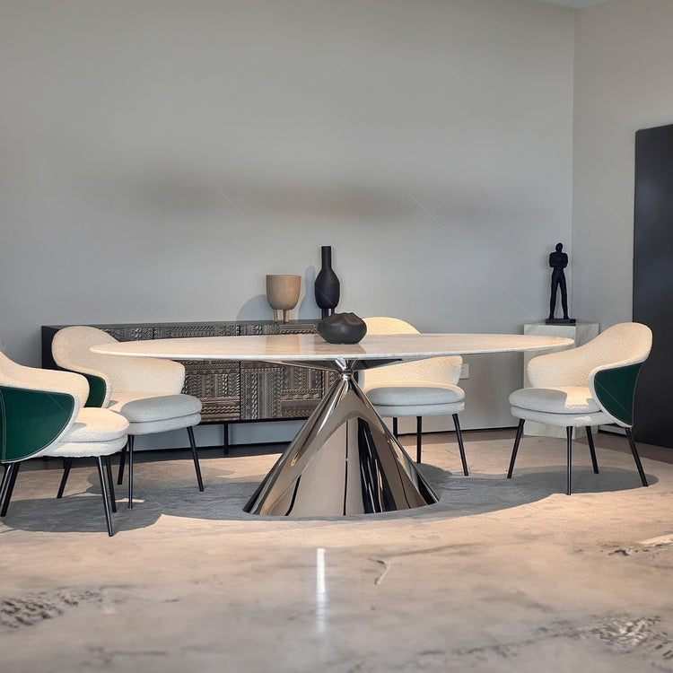 Luxurious Table with Marble Top and Carbon Steel Base for Modern Interiors fjx-2639