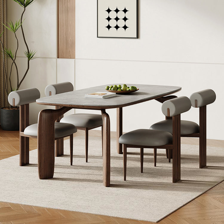 Elegant Ash Wood Table with Durable Sintered Stone Top fjx-2660