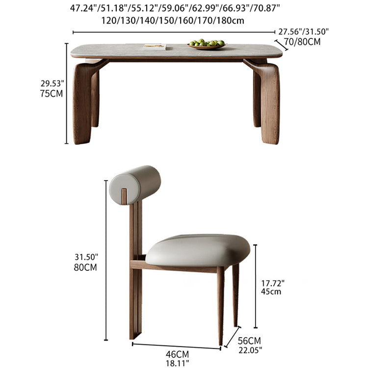 Elegant Ash Wood Table with Durable Sintered Stone Top fjx-2660