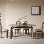 Modern Ash Wood Table with Elegant Sintered Stone Top fjx-2661