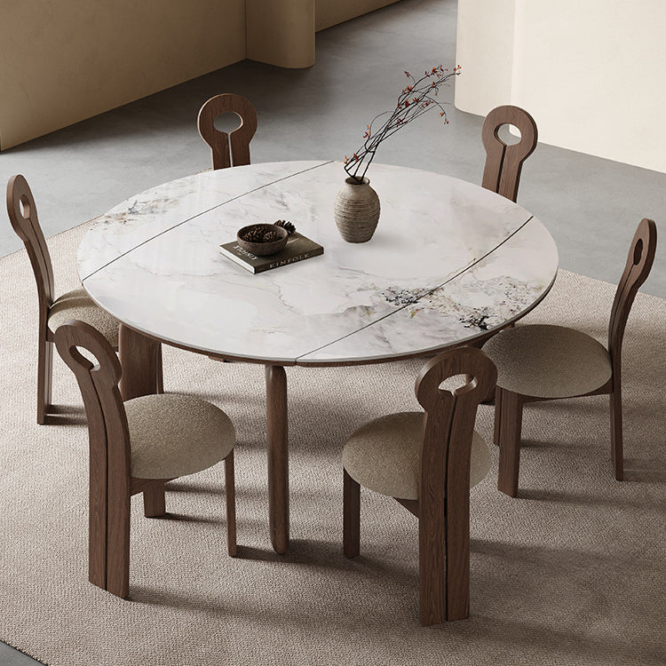 Modern Ash Wood Table with Elegant Sintered Stone Top fjx-2661