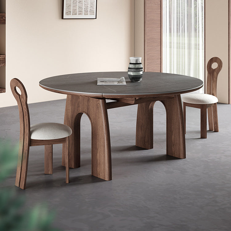 Elegant Ash Wood Table with Sintered Stone Top for Modern Interiors fjx-2663