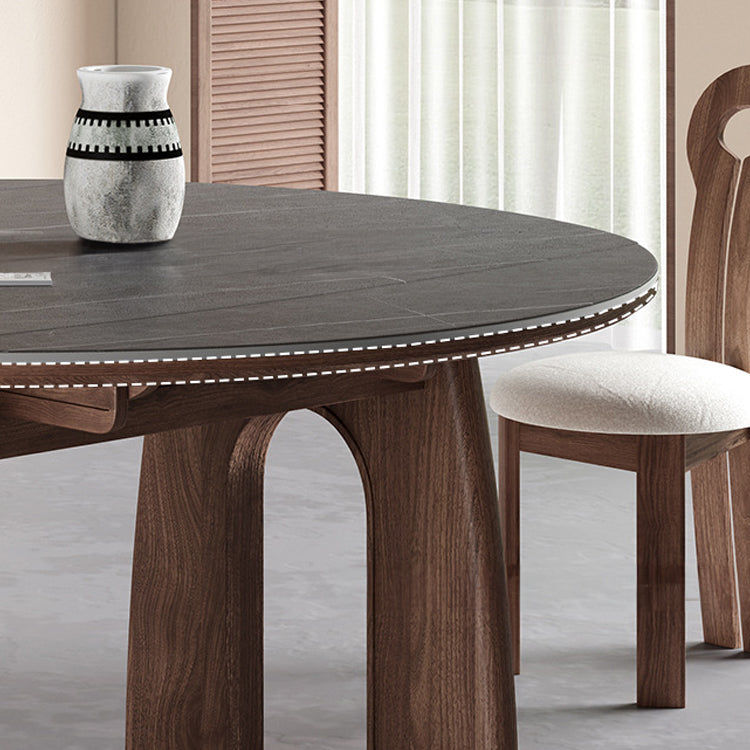 Elegant Ash Wood Table with Sintered Stone Top for Modern Interiors fjx-2663