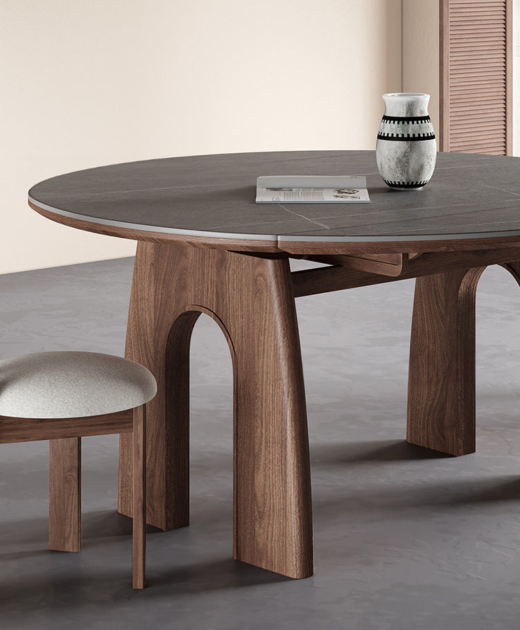 Elegant Ash Wood Table with Sintered Stone Top for Modern Interiors fjx-2663