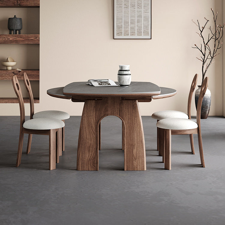 Elegant Ash Wood Table with Sintered Stone Top for Modern Interiors fjx-2663