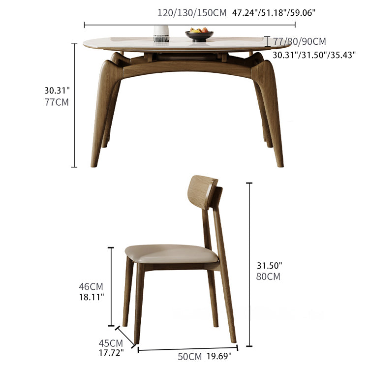 Solid Wood & Sintered Stone Table - Elegant and Durable Dining Furniture fjx-2665