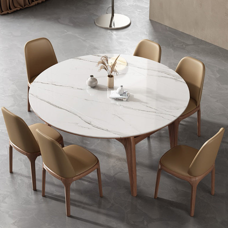 Modern Ash & Oak Wood Dining Table with Sintered Stone Top fjx-2667