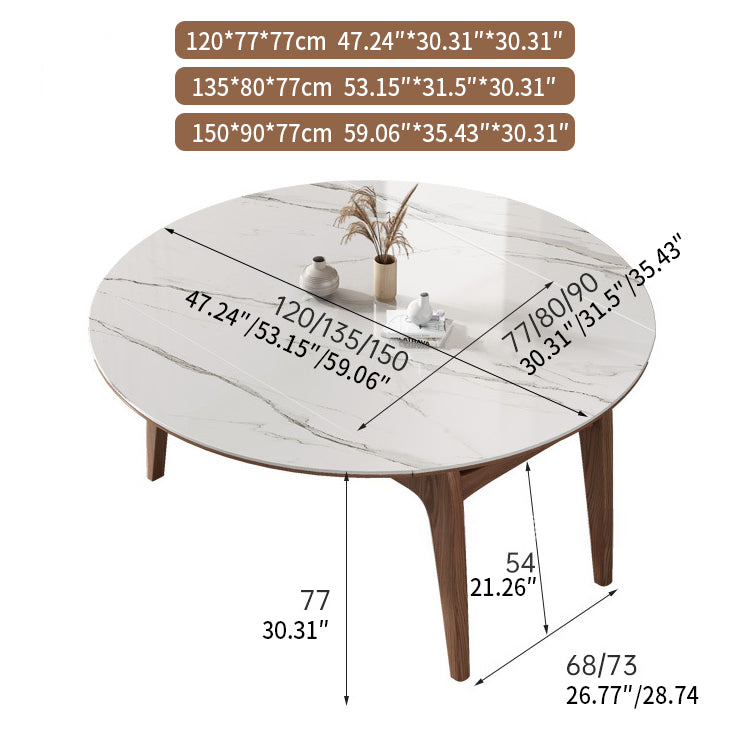 Modern Ash & Oak Wood Dining Table with Sintered Stone Top fjx-2667