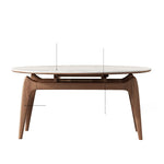 Modern Ash & Oak Wood Dining Table with Sintered Stone Top fjx-2667