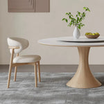 Elegant Ash Wood and Ceramic Sintered Stone Dining Table - Modern Design Furniture fjx-2671