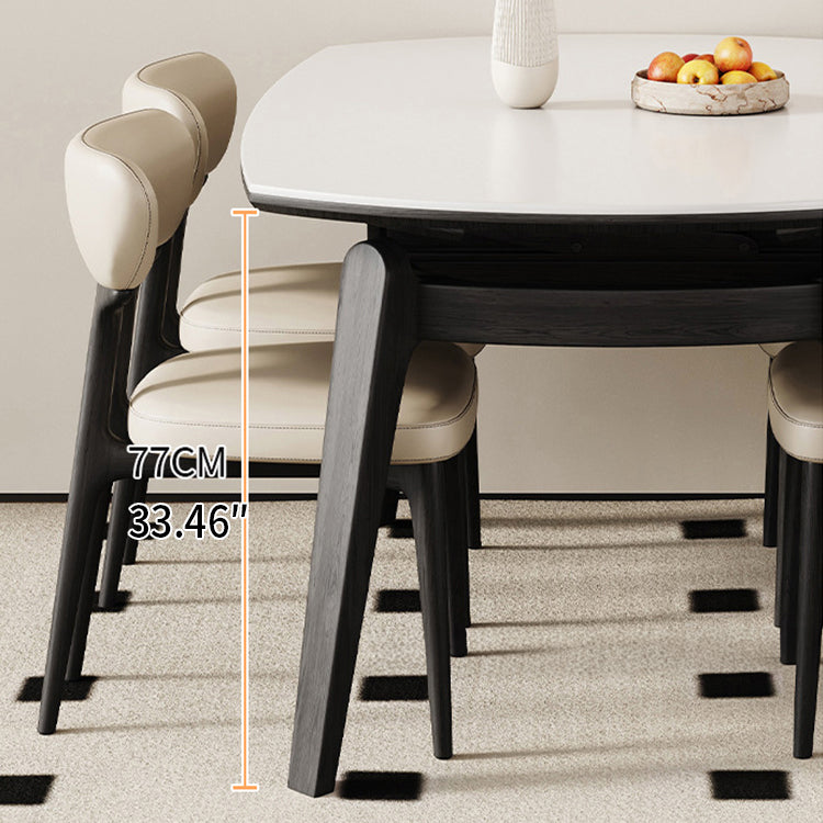 Elegant Ash Wood Table with Sintered Stone Top - Modern & Durable Dining Table fjx-2672