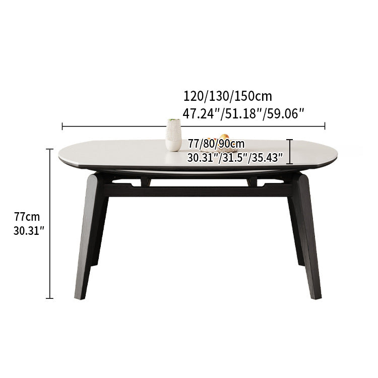 Elegant Ash Wood Table with Sintered Stone Top - Modern & Durable Dining Table fjx-2672