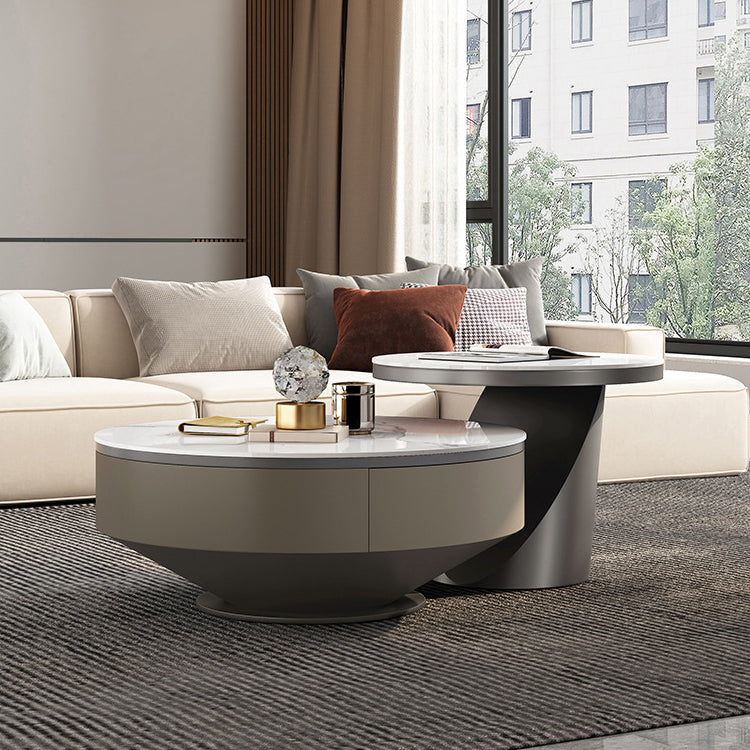 Luxurious Sintered Stone Tea Table with Stainless Steel and Solid Wood fjx-2678