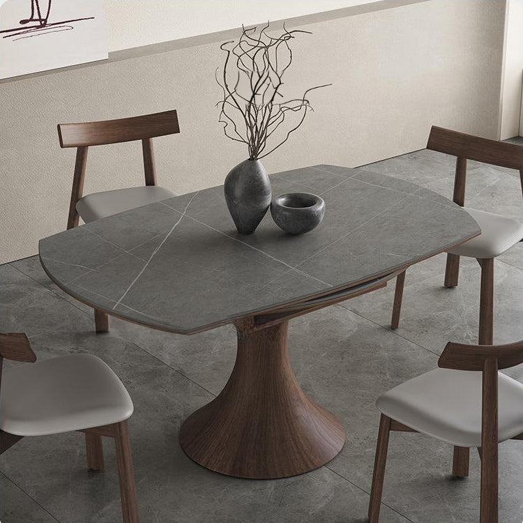 Luxurious Oak Wood & Sintered Stone Table - Perfect for Elegant Dining Spaces fjx-2681