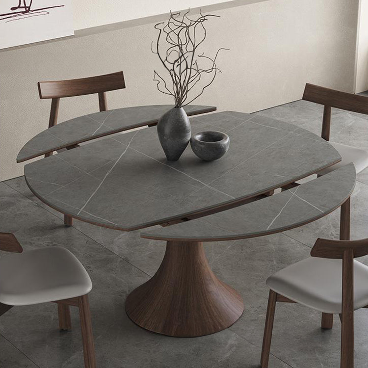 Luxurious Oak Wood & Sintered Stone Table - Perfect for Elegant Dining Spaces fjx-2681