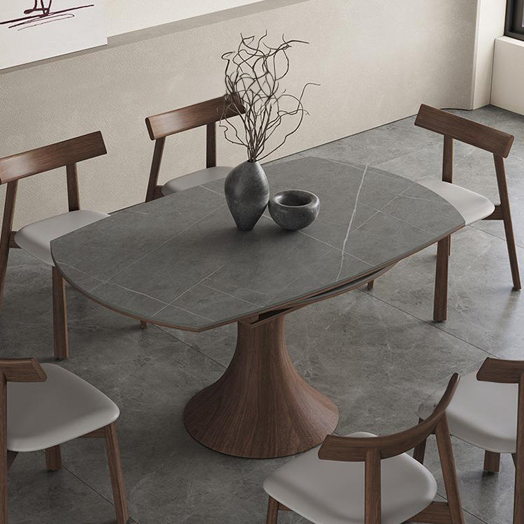 Luxurious Oak Wood & Sintered Stone Table - Perfect for Elegant Dining Spaces fjx-2681