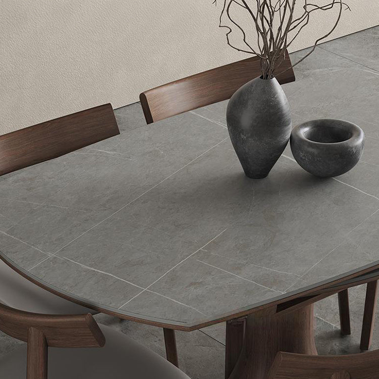 Luxurious Oak Wood & Sintered Stone Table - Perfect for Elegant Dining Spaces fjx-2681