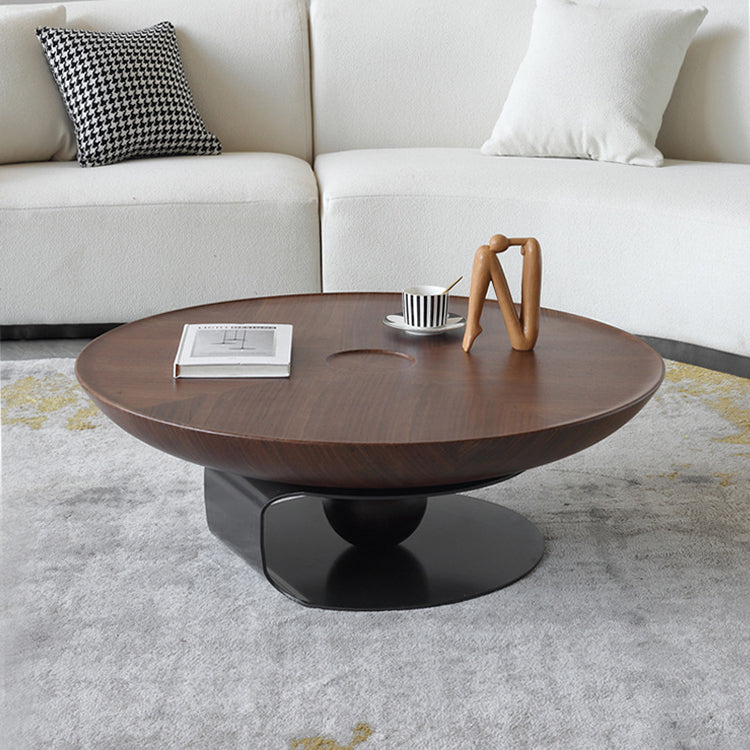 Modern Walnut Wood & Tempered Glass Tea Table - Solid Wood and Stainless Steel Design fjx-2694