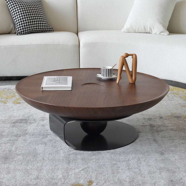 Modern Walnut Wood & Tempered Glass Tea Table - Solid Wood and Stainless Steel Design fjx-2694