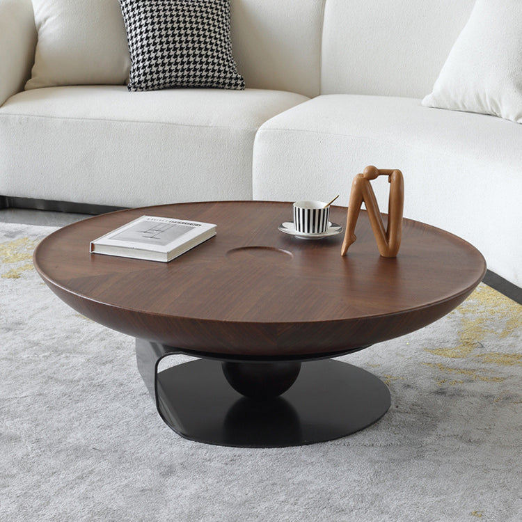 Modern Walnut Wood & Tempered Glass Tea Table - Solid Wood and Stainless Steel Design fjx-2694