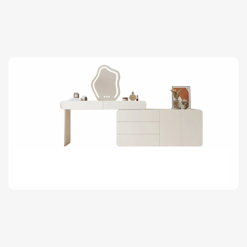 Modern Pine Makeup Table with Glass Top | Stylish Vanity for Elegant Interiors fkb-4383