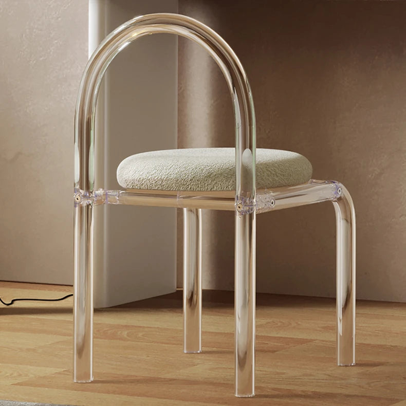 Modern Acrylic Faux Lambswool Stool - Chic Minimalist Seating for Contemporary Spaces fkb-4384