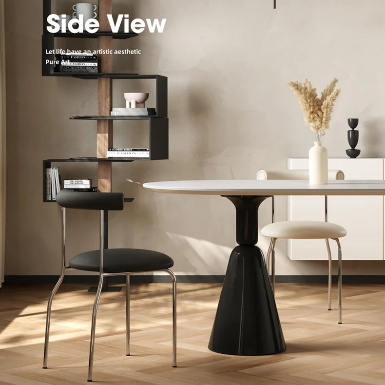 Modern Dining Table with Multi-Layer Board and Sintered Stone Top - Sleek GFRP Base Design fkb-4390