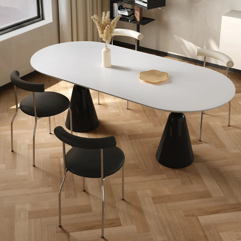 Modern Dining Table with Multi-Layer Board and Sintered Stone Top - Sleek GFRP Base Design fkb-4390