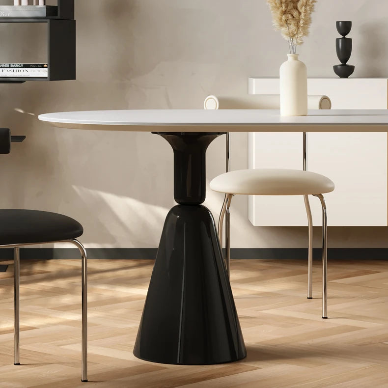 Modern Dining Table with Multi-Layer Board and Sintered Stone Top - Sleek GFRP Base Design fkb-4390