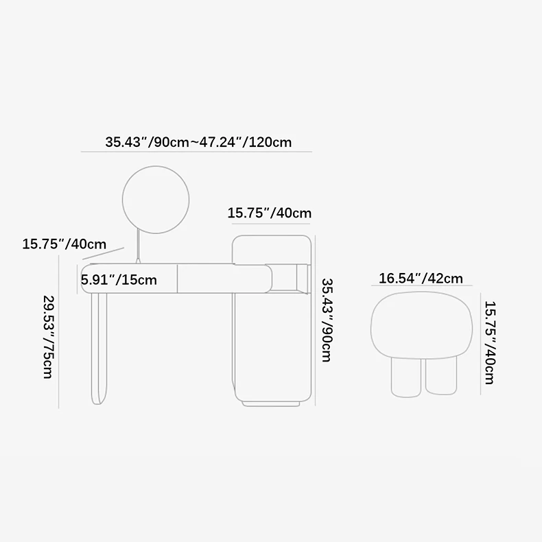 Elegant Solid Wood Vanity Table with Mirror and Stool - Modern Makeup Desk for Your Home fkb-4391
