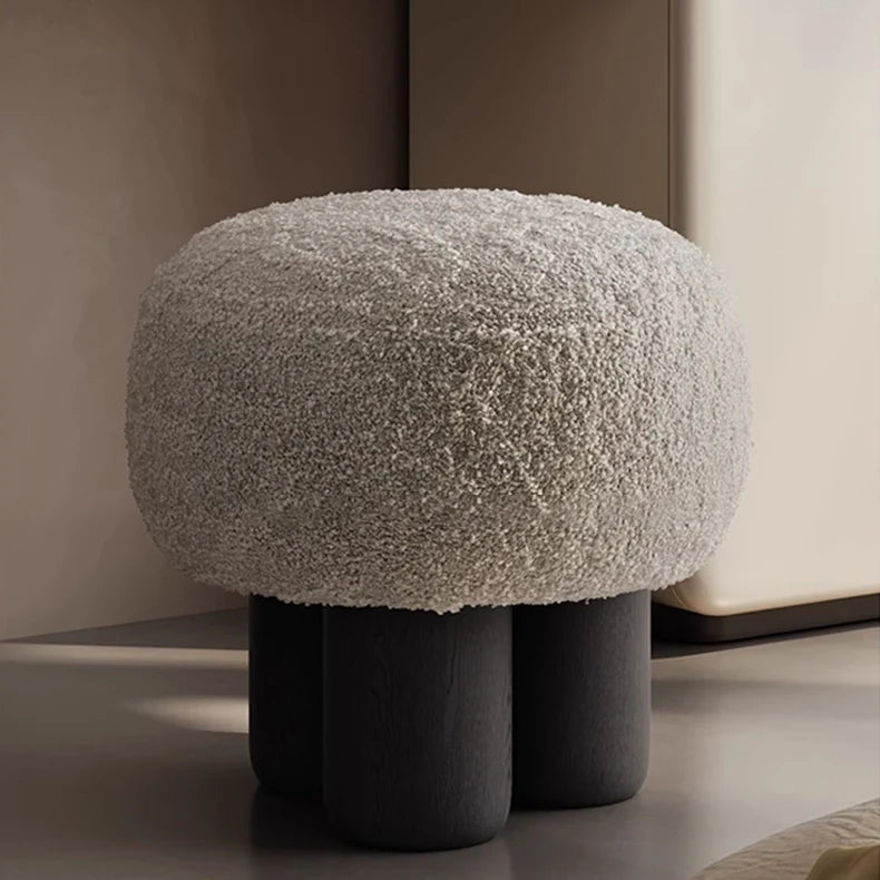 Chic Faux Lambswool Stool - Modern Comfort for Your Space fkb-4392