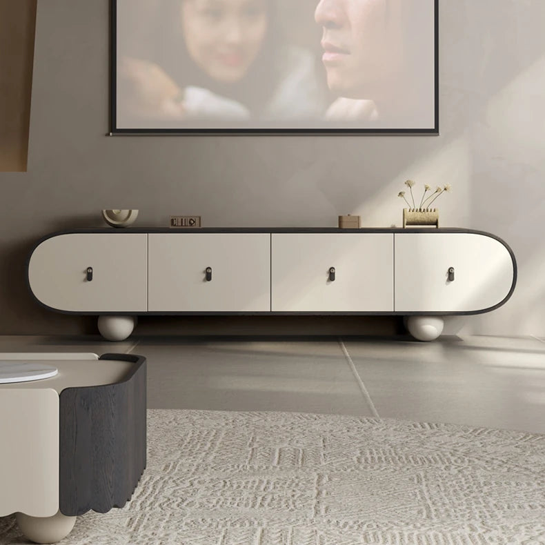 Modern Solid Wood TV Cabinet with Sleek Design - Multi-layer Storage Solution fkb-4394