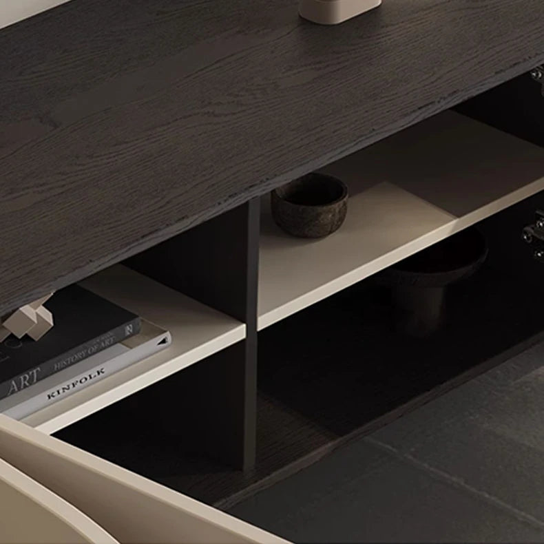 Modern Solid Wood TV Cabinet with Sleek Design - Multi-layer Storage Solution fkb-4394