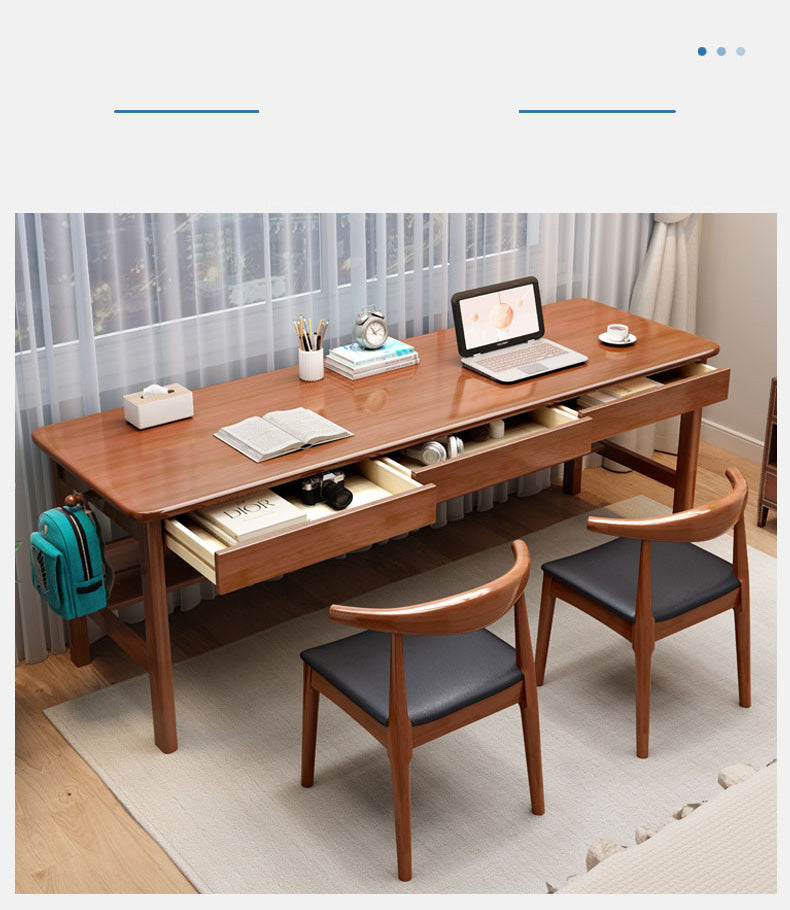 Stylish Brown Natural Wood Table with White Rubber Wood Particle Board fl-247