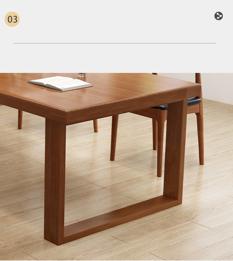 Rustic Brown Rubber Wood Table - Elegant Natural Wood Finish fl-248