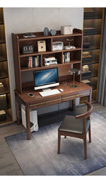 Sleek Modern Desk - Natural Brown Wooden Finish with Black & White Accents fl-253