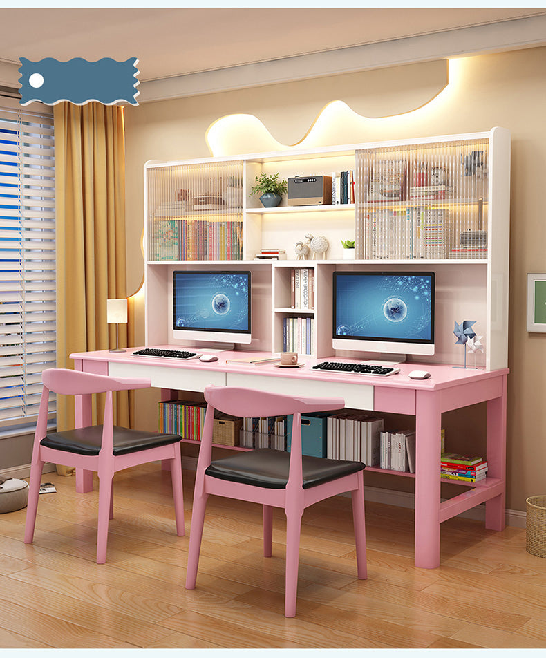 Stylish Brown and White Rubber Wood & Particle Board Table - Modern Gray, Blue, Pink Options Available fl-255