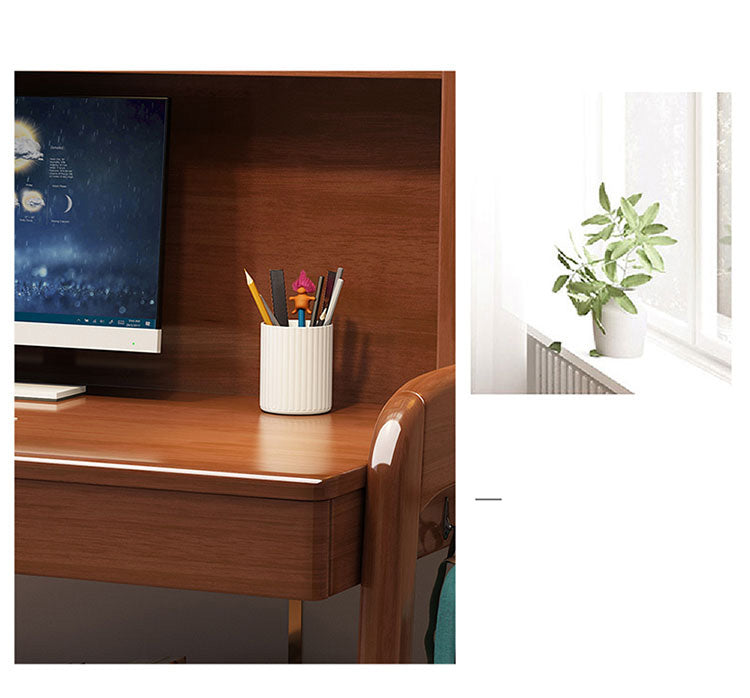 Stylish Multi-Color Home Office Desk - Natural Wood, White, Blue, Pink - Durable Rubber Wood and Particle Board fl-258