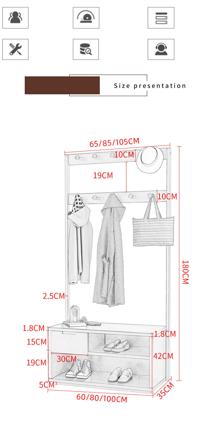 Stylish Multi-functional Coat Hanger in Elegant Natural Wood and Glass Finish fl-264