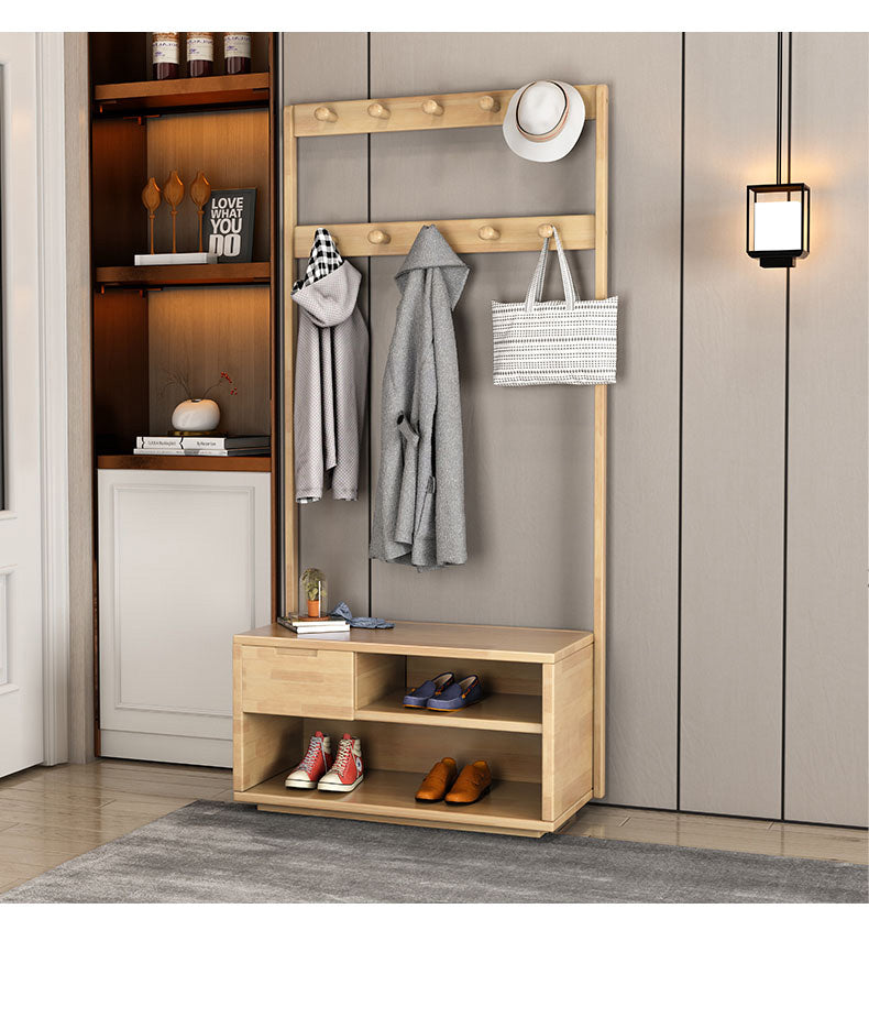 Stylish Multi-functional Coat Hanger in Elegant Natural Wood and Glass Finish fl-264