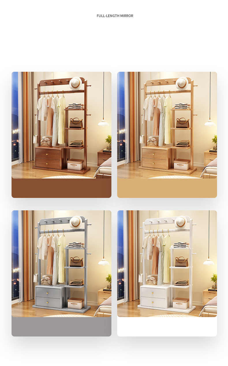 Stylish Multi-Color Coat Hanger - Brown, White & Gray Rubber Wood & Particle Board fl-266