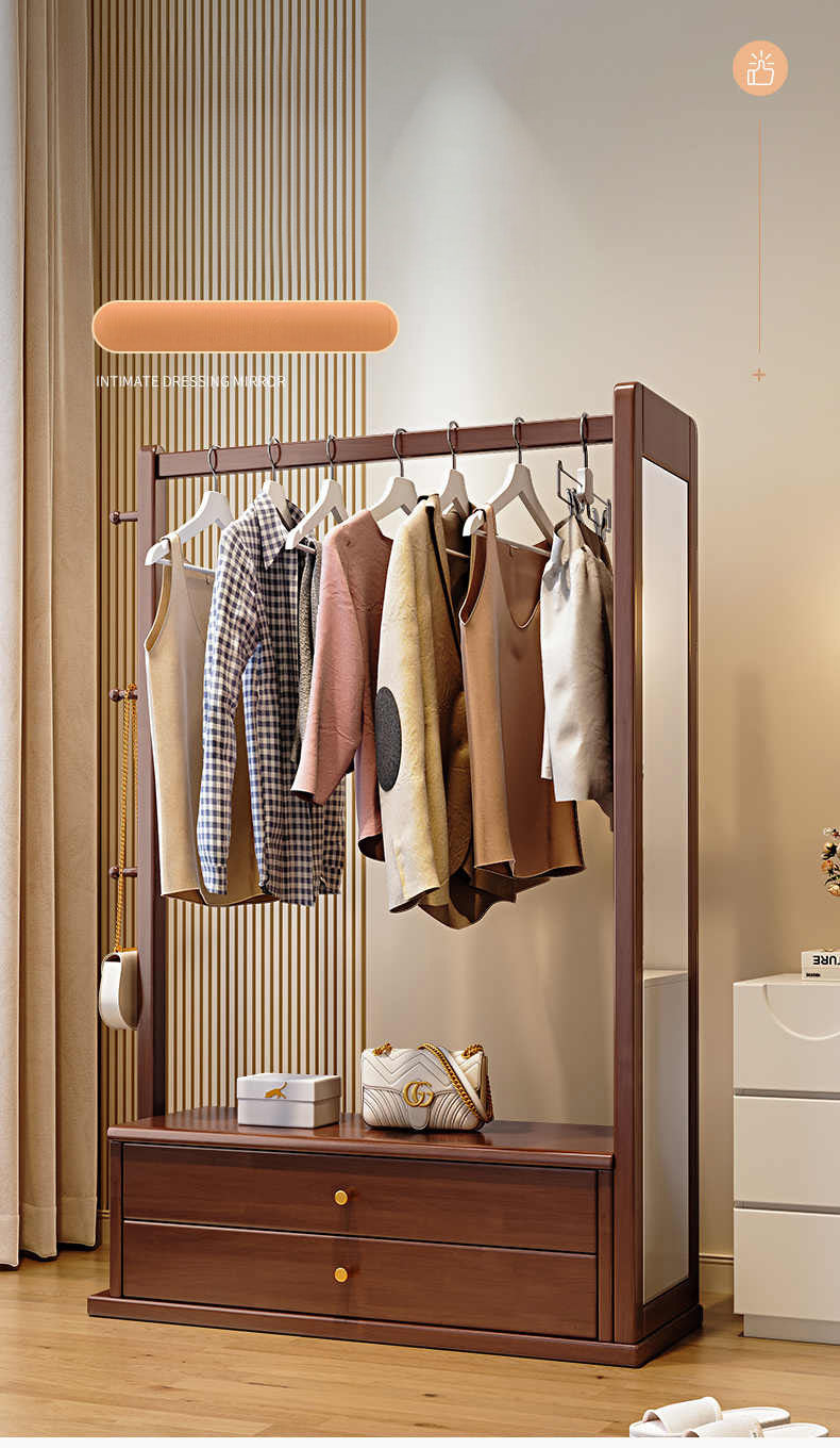 Elegant Multi-Color Coat Hanger - Natural Wood, Brown, White & Gray Finishes with Glass Elements fl-267