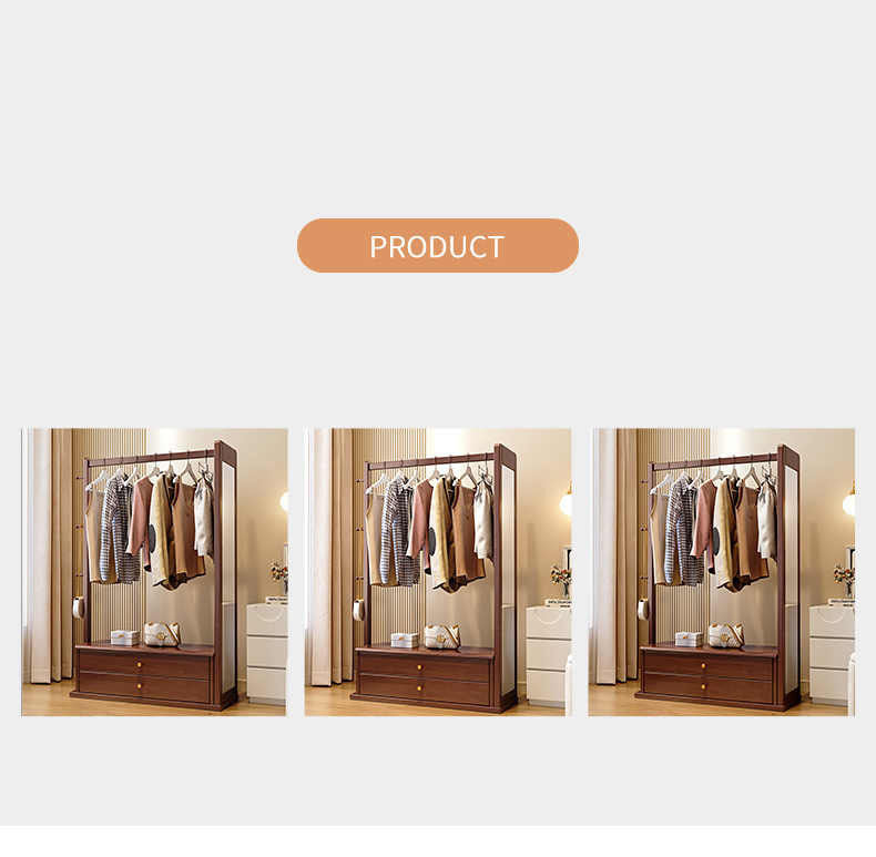 Elegant Multi-Color Coat Hanger - Natural Wood, Brown, White & Gray Finishes with Glass Elements fl-267